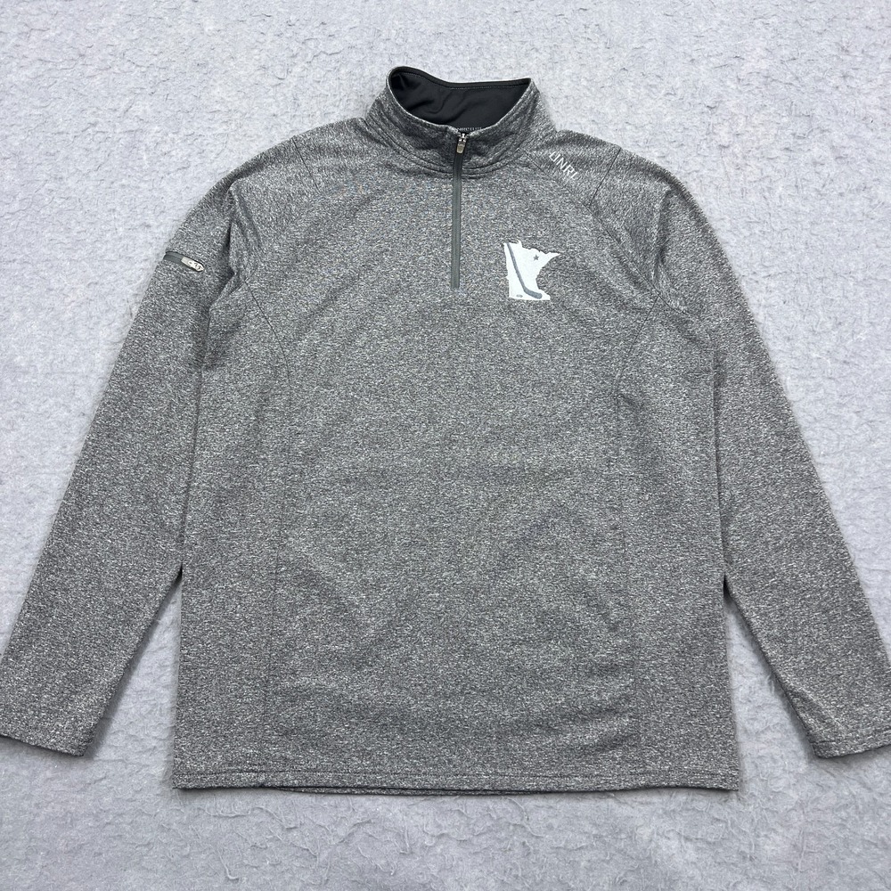UNRL Elite 1/4 Zip Men's Medium Gray Pullover Performance Minnesota Hockey State